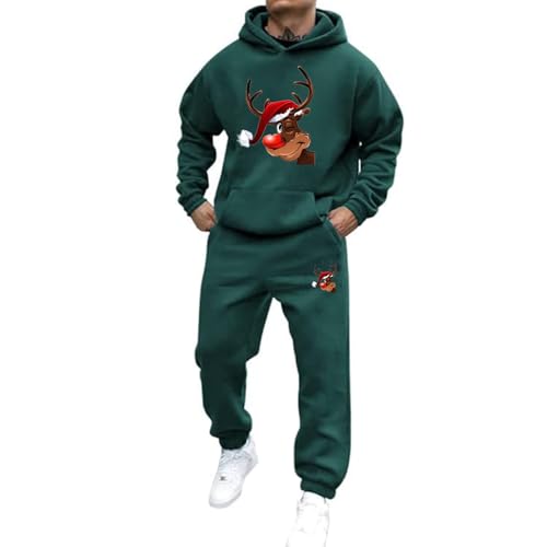 Mfhmom Weihnachts Jogginganzug Herren Damen Lustige Weihnachts 2-Teilig Ugly Reindeer Tracksuit Set Hoodie und Jogginghose Xmas Style Trainingsanzug Unisex Kapuzenpullover Sportanzug von Mfhmom