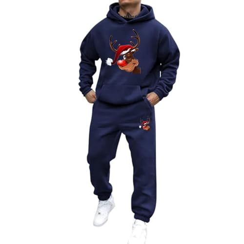 Mfhmom Weihnachts Jogginganzug Herren Damen Lustige Weihnachts 2-Teilig Ugly Reindeer Tracksuit Set Hoodie und Jogginghose Xmas Style Trainingsanzug Unisex Kapuzenpullover Sportanzug von Mfhmom