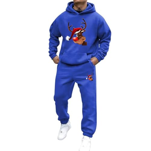 Mfhmom Weihnachts Jogginganzug Herren Damen Lustige Weihnachts 2-Teilig Ugly Reindeer Tracksuit Set Hoodie und Jogginghose Xmas Style Trainingsanzug Unisex Kapuzenpullover Sportanzug von Mfhmom