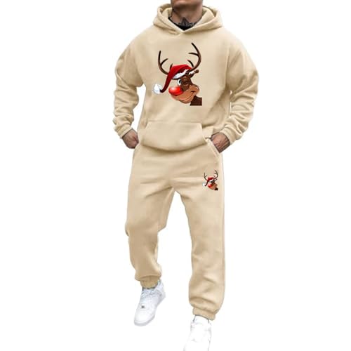 Mfhmom Weihnachts Jogginganzug Herren Damen Lustige Weihnachts 2-Teilig Ugly Reindeer Tracksuit Set Hoodie und Jogginghose Xmas Style Trainingsanzug Unisex Kapuzenpullover Sportanzug von Mfhmom