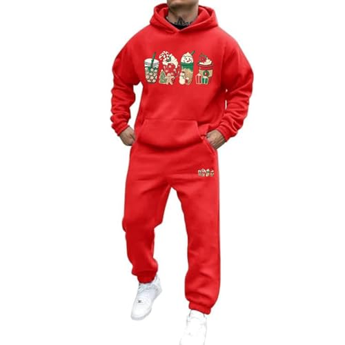 Mfhmom Weihnachts Tracksuit Damen Herren Funny Jogginganzug Sportanzug Hoodie Jogginghose Zweiteiler mit Kordelzug Xmas Trainingsanzug mit Fleece Gefüttert Lounge Set Sport Outfit Casual Hausanzug von Mfhmom
