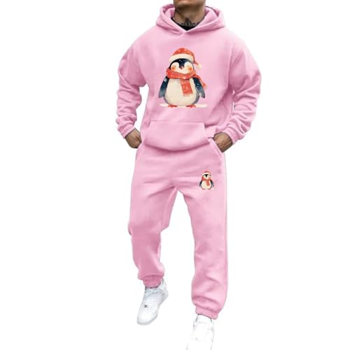 Mfhmom Weihnachts Trainingsanzug Set Herren 2-Teilig Weihnachts Jogginganzug mit Süßer Pinguin Aufdruck Tracksuit Oversized Weihnachtspullover Hoodie und Baggy Baumwolle Jogginghose Sportanzug von Mfhmom