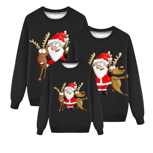Mfhmom Weihnachtspullover Familie Set Damen Herren Kinder Lustig Reindeer Weihnachtspulli Funny Santa Weihnachts Sweater Christmas Rundhals Unisex Schön Weihnachts Pullover Pärchen Weihnachtsoutfit von Mfhmom