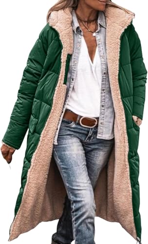 Mfhmom Wintermäntel Damen Lang Auf Beiden Pufferjacken Warmer Kapuzenmantel Herbstmäntel Winterjacke Casual Steppmantel mit Kapuze Frauen Oberbekleidung Outdoorjacke Steppjacke von Mfhmom