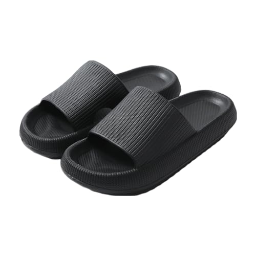 Mfhmom Wolke Hausschuhe für Damen, offen, bequem, Slide, rutschfest, EVA-Kunststoff, ultraweich, Sommersandalen, Strandschuhe, Schwimmbad, Dusche, schnell trocknend, Slippers, Schwarz , 38/39 EU von Mfhmom