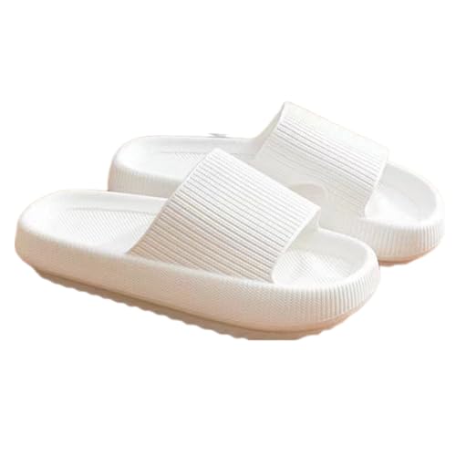 Mfhmom Wolke Hausschuhe für Damen, offen, bequem, Slide, rutschfest, EVA-Kunststoff, ultraweich, Sommersandalen, Strandschuhe, Schwimmbad, Dusche, schnell trocknend, Slippers, Weiß, 36/37 EU von Mfhmom