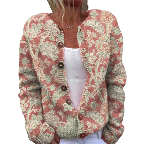 Mfhmom Women's Ugly Pullover Sweaters, Weihnachtes Steppjacke Cute Christmas Front Button Sweaterjacke Cardigan 3D Digital Bedruckte Mantel Jacke Frauen Herbst und Winter Strickjacke Damen von Mfhmom