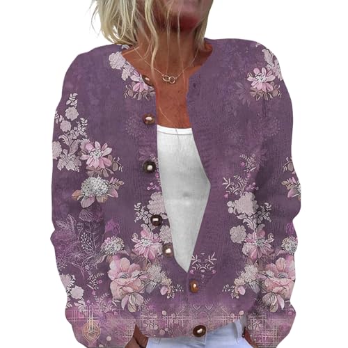 Neu Strickjacke Damen Herbst Winter Cardigan Sweater Pullover Ugly Weatershirt Cute 3D Digital Bedruckte Weihnachtes Cardigans mit Knöpfen Weihnachtspullover Strickcardigan Gemustert Strickpullover von Mfhmom