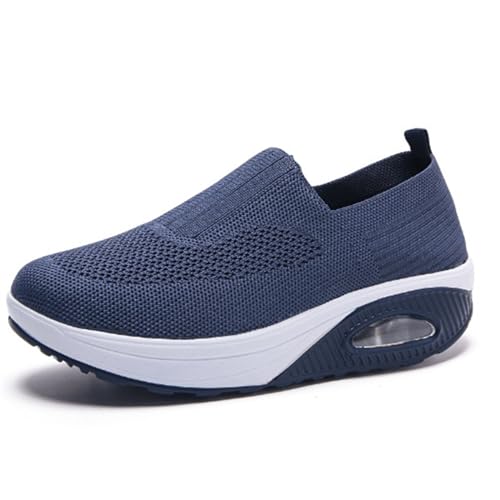 Orthopädische Schuhe für Damen, orthopädische Turnschuhe für Damen, Slip-On-Schuhe mit Luftkissen, Diabetiker-Schuhe für Damen, rutschfest, atmungsaktiv, Sneakers, dunkelblau, 37 EU von Mfhmom