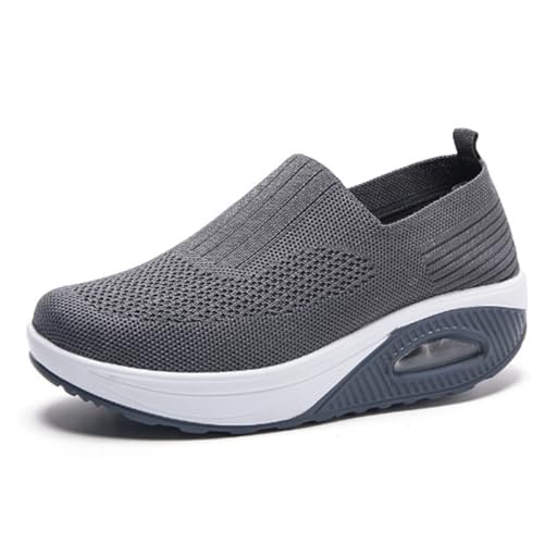 Orthopädische Schuhe für Damen, orthopädische Turnschuhe für Damen, Slip-On-Schuhe mit Luftkissen, Diabetiker-Schuhe für Damen, rutschfest, atmungsaktiv, Sneakers, dunkelgrau, 38 EU von Mfhmom