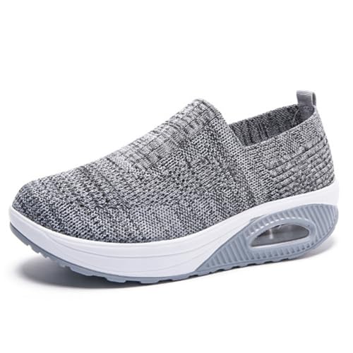 Orthopädische Schuhe für Damen, orthopädische Turnschuhe für Damen, Slip-On-Schuhe mit Luftkissen, Diabetiker-Schuhe für Damen, rutschfest, atmungsaktiv, Sneakers, hellgrau, 38 EU von Mfhmom