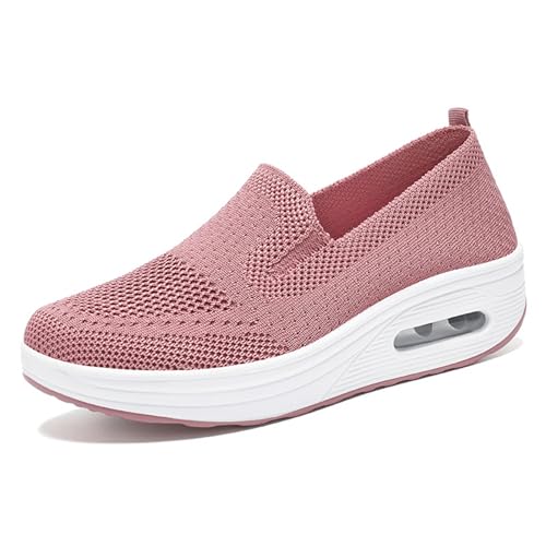 Orthopädische Turnschuhe für Damen, ohne Schnürung, leicht, rutschfest, mit Luftkissen-Plattform, Orthopädische Wanderschuhe, Rosa, 41 EU von Mfhmom