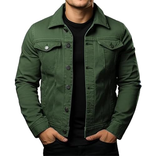 Oversized Herren Elegant Jeansjacke Luxuriös Freizeitjacke Herren Revers Denim Anzugjacke Mit Cowboy-Schnitt Modern Passform Jeansjacket Fashion Übergangsjacke Denim Jacket von Mfhmom