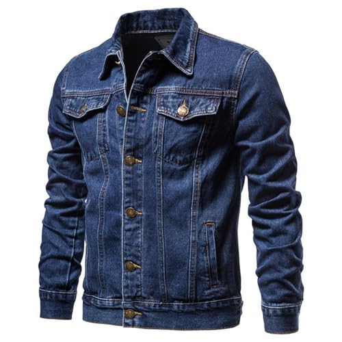 Oversized Herren Vintage Jeansjacke, Klassisch Western Trucker Jeans Mantel Jeansjacke Lockere Herren Denim Übergangsjacke Baumwolle mit Taschen und Knopfleiste Denim Jacke Oversized Herren Vintage Jeansjacke, Klassisch Western Trucker Jeans Mantel Jeansjacke Lockere Herren Denim Übergangsjacke Baumwolle mit Taschen und Knopfleiste Denim Jacke von Mfhmom