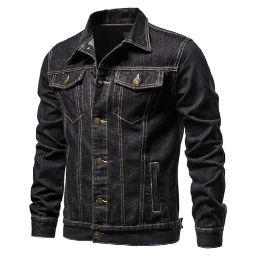 Oversized Herren Vintage Jeansjacke, Klassisch Western Trucker Jeans Mantel Jeansjacke Lockere Herren Denim Übergangsjacke Baumwolle mit Taschen und Knopfleiste Denim Jacke von Mfhmom
