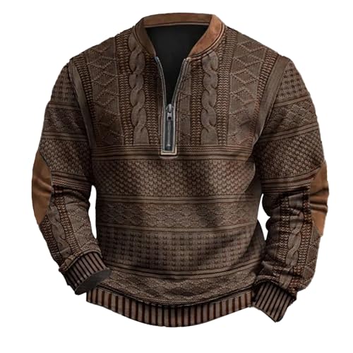Oversized Pullover Herren Half Zip Sweatshirt Halber Reißverschluss Warm Pulli Lässig Langärmelig Fleecepullover Ohne Kapuze Winterpullover Regular Fit Stehkragen Sweatpullover Leiste Oberteile von Mfhmom