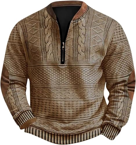 Oversized Pullover Herren Half Zip Sweatshirt Halber Reißverschluss Warm Pulli Lässig Langärmelig Fleecepullover Ohne Kapuze Winterpullover Regular Fit Stehkragen Sweatpullover Leiste Oberteile von Mfhmom