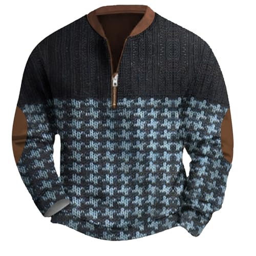 Oversized Pullover Herren Half Zip Sweatshirt Halber Reißverschluss Warm Pulli Lässig Langärmelig Fleecepullover Ohne Kapuze Winterpullover Regular Fit Stehkragen Sweatpullover Leiste Oberteile von Mfhmom