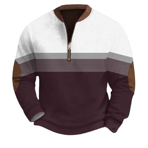 Oversized Pullover Herren Half Zip Sweatshirt Halber Reißverschluss Warm Pulli Lässig Langärmelig Fleecepullover Ohne Kapuze Winterpullover Regular Fit Stehkragen Sweatpullover Leiste Oberteile von Mfhmom