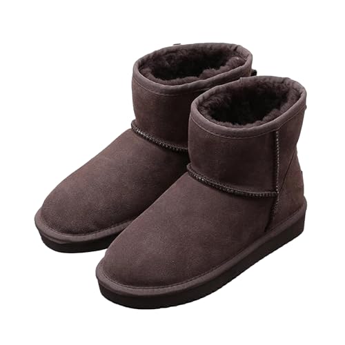 Schneestiefel Damen Gefüttert Schnee Winterschuhe Kurzschaft Warm Winter Bequem Flache Winterstiefel Rutschfeste Outdoor Ankle Booties Anti-Rutsch Schlupfstiefel Knöchel Classic Mini Mode-Stiefel(Scho von Mfhmom