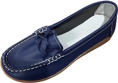 Schuhe Mokassins Damen Slip On Loafers Weich Leicht Flache Mokassins Fahrschuhe Komfort Schuhe Leder Klassische Loafers 35-43 EU, blau, 40 EU von Mfhmom