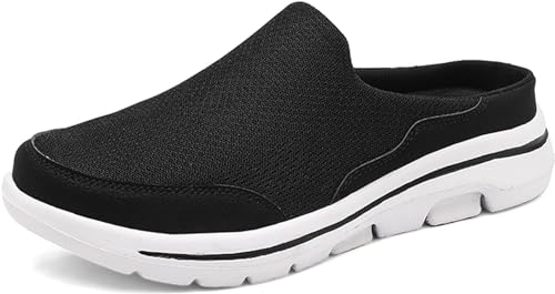 Slip-On Clogs Damen & Herren Leichte Schuhe Offene Rückseite Bequeme Wanderschuhe Atmungsaktive Leichte Hausschuhe Geschlossene Zehe Hausschuhe, weiß/schwarz, 35 EU von Mfhmom