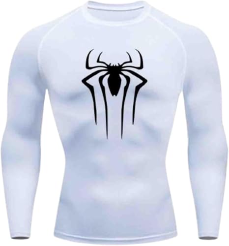 Spider Print Kompressionsshirt Herren Langarm Weiß, Enganliegendes Funktionsshirt Schnell Trocknend Langärmeliges Fitnessshirt Männer Atmungsaktiv Sportshirt Laufshirt für Sport Laufen Fitness Gym Spider Print Kompressionsshirt Herren Langarm Weiß, Enganliegendes Funktionsshirt Schnell Trocknend Langärmeliges Fitnessshirt Männer Atmungsaktiv Sportshirt Laufshirt für Sport Laufen Fitness Gym von Mfhmom