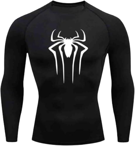 Spider Print Kompressionsshirt Herren Langarm Weiß, Enganliegendes Funktionsshirt Schnell Trocknend Langärmeliges Fitnessshirt Männer Atmungsaktiv Sportshirt Laufshirt für Sport Laufen Fitness Gym Spider Print Kompressionsshirt Herren Langarm Weiß, Enganliegendes Funktionsshirt Schnell Trocknend Langärmeliges Fitnessshirt Männer Atmungsaktiv Sportshirt Laufshirt für Sport Laufen Fitness Gym von Mfhmom