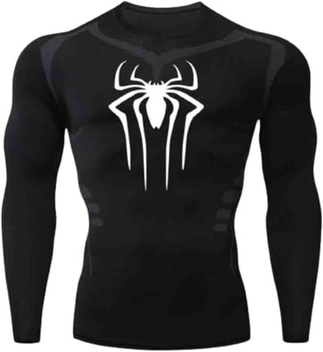 Spider Print Kompressionsshirt Herren Langarm Weiß, Enganliegendes Funktionsshirt Schnell Trocknend Langärmeliges Fitnessshirt Männer Atmungsaktiv Sportshirt Laufshirt für Sport Laufen Fitness Gym Spider Print Kompressionsshirt Herren Langarm Weiß, Enganliegendes Funktionsshirt Schnell Trocknend Langärmeliges Fitnessshirt Männer Atmungsaktiv Sportshirt Laufshirt für Sport Laufen Fitness Gym von Mfhmom