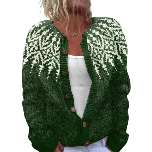 Strickjacke Female Elegant Leichte Kurze 3D Drucken Strickmantel V-Ausschnitt Knopfleiste Pullover Strick Cardigan Mantel Lange Ärmel Keine Taschen für Herbst Winter Übergröße Strickcardigan von Mfhmom