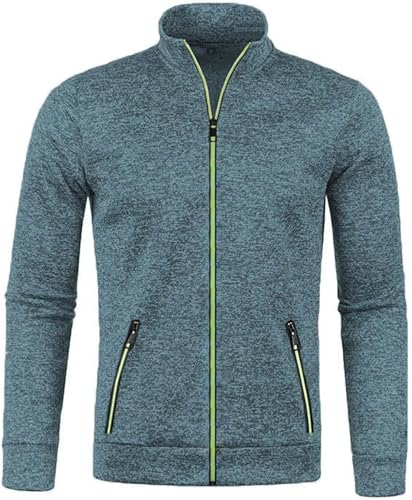 Sweatjacke Herren ohne Kapuze Sommer Leichte Strickjacke Casual Jacket Cardigan Sportjacke mit Stehkragen Dünne Fleecejacke mit Reißverschluss Sommerjacke Slim Fit Baumwolle Herbstjacke M-5XL von Mfhmom