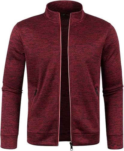 Sweatjacke Herren ohne Kapuze Sommer Leichte Strickjacke Casual Jacket Cardigan Sportjacke mit Stehkragen Dünne Fleecejacke mit Reißverschluss Sommerjacke Slim Fit Baumwolle Herbstjacke M-5XL von Mfhmom