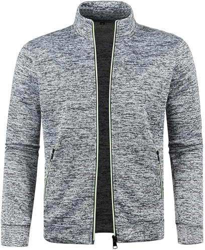 Sweatjacke Herren ohne Kapuze Sommer Leichte Strickjacke Casual Jacket Cardigan Sportjacke mit Stehkragen Dünne Fleecejacke mit Reißverschluss Sommerjacke Slim Fit Baumwolle Herbstjacke M-5XL von Mfhmom