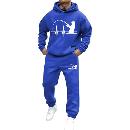 Trainingsanzug Herren y2k Oversized Jogginganzug 2-Teiliges Männer Heartbeat Print Hoodie Mit Kängurutasche Streetwear 2-Teilig Kapuzenpullover + Baggy Jogginghose Sportanzug Set Klassisch Tracksuit von Mfhmom