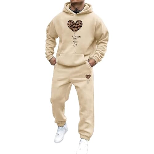 Trainingsanzug Herren y2k Oversized Jogginganzug 2-Teiliges Männer Heartbeat Print Hoodie Mit Kängurutasche Streetwear 2-Teilig Kapuzenpullover + Baggy Jogginghose Sportanzug Set Klassisch Tracksuit von Mfhmom
