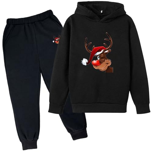 Weihnachtanzug Kinder Xmas Funny Jogginganzug Lustige Ugly Reindeer Trainingsanzug Set für für Jungen und Mädchen Essentials Tracksuit Set Weihnachtdruck Hoodies und Jogginghosen Weihnachtsoutfit von Mfhmom