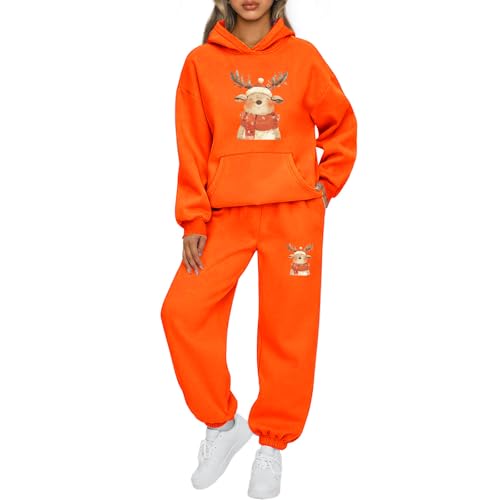 Weihnachts Jogginganzug Damen Lustige Zweiteiler Ugly Reindeer Niedlich Schneemann Tracksuit Sportanzug Winter Warm Freizeitanzug Langarm Hoodie und Sporthose Activewear Sets Trainingsanzug Set von Mfhmom