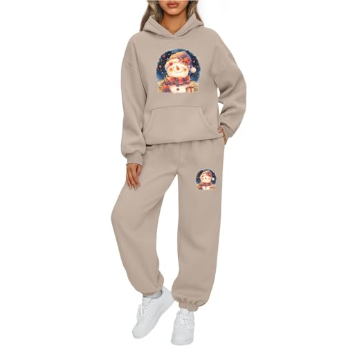 Weihnachts Jogginganzug Damen Lustige Zweiteiler Ugly Reindeer Niedlich Schneemann Tracksuit Sportanzug Winter Warm Freizeitanzug Langarm Hoodie und Sporthose Activewear Sets Trainingsanzug Set von Mfhmom