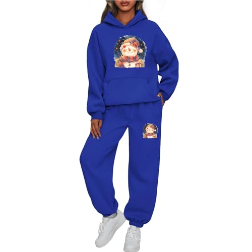 Weihnachts Jogginganzug Damen Lustige Zweiteiler Ugly Reindeer Niedlich Schneemann Tracksuit Sportanzug Winter Warm Freizeitanzug Langarm Hoodie und Sporthose Activewear Sets Trainingsanzug Set von Mfhmom