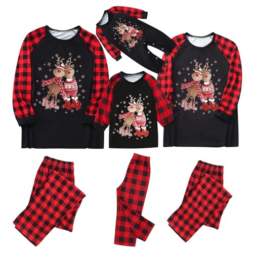 Weihnachts Pyjama Familie Set, Kuschelig Matching Schlafanzug Damen Herren Baumwolle Christmas Pyjama Set Kinder Jungen Mädchen Familie Pyjamas Set von Mfhmom