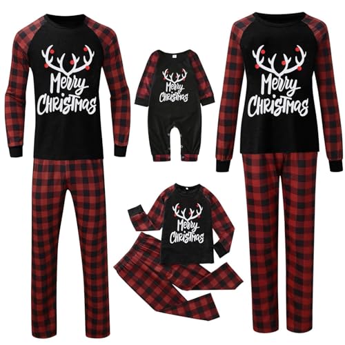Weihnachts Pyjama Familie Set, Kuschelig Matching Schlafanzug Damen Herren Baumwolle Christmas Pyjama Set Kinder Jungen Mädchen Familie Pyjamas Set von Mfhmom