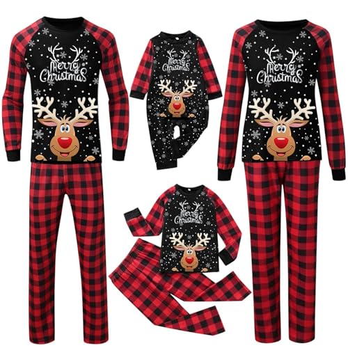 Weihnachts Pyjama Familie Set, Kuschelig Matching Schlafanzug Damen Herren Baumwolle Christmas Pyjama Set Kinder Jungen Mädchen Familie Pyjamas Set von Mfhmom
