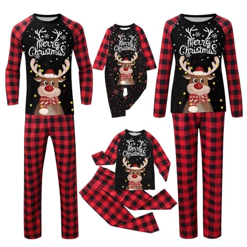 Weihnachtspyjama Familie Set Weihnachts Pyjama Lang Schlafanzug Baumwolle Matching Pyjamas Couple Winter Weihnachtsoutfit Familie Set für Damen Herren Kinder Baby von Mfhmom