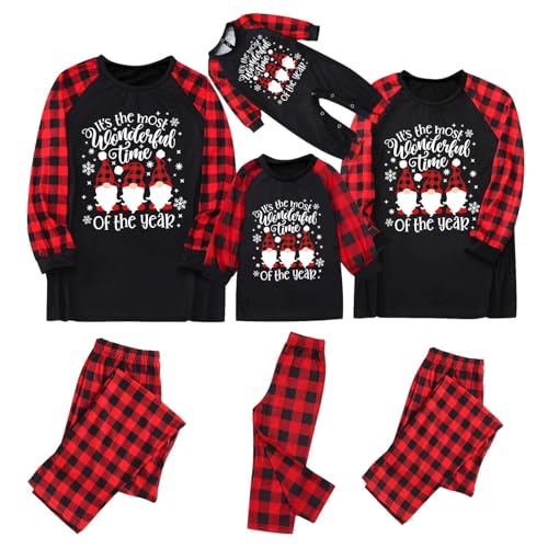 Weihnachts Pyjama Familie Set, Kuschelig Matching Schlafanzug Damen Herren Baumwolle Christmas Pyjama Set Kinder Jungen Mädchen Familie Pyjamas Set von Mfhmom