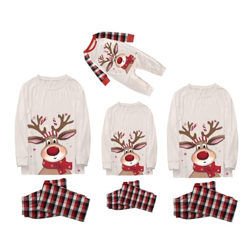 Weihnachts Pyjama Familie Set, Kuschelig Matching Schlafanzug Damen Herren Baumwolle Christmas Pyjama Set Kinder Jungen Mädchen Familie Pyjamas Set von Mfhmom