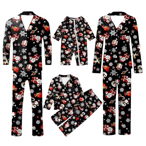 Weihnachts Pyjama Familie Set Kuschelig Matching Schlafanzug Damen Herren Baumwolle Christmas Pyjama Kinder Jungen Mädchen Familie Pyjamas Set Weihnachten Nachtwäsche Set von Mfhmom