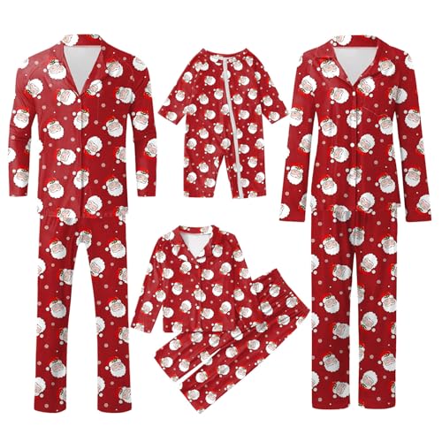 Weihnachts Pyjama Familie Set Kuschelig Matching Schlafanzug Damen Herren Baumwolle Christmas Pyjama Kinder Jungen Mädchen Familie Pyjamas Set Weihnachten Nachtwäsche Set von Mfhmom