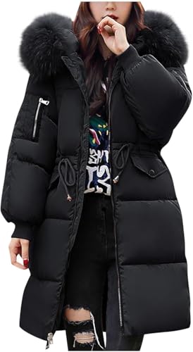 Wintermantel Damen Lang Dick Winterjacke Winter Warm mit Pelzkragen Steppjacke Damen Mantel Elegant Outdoor Winddicht Steppmantel Puffer Jacke Bequeme Gefüttert Winterparka Übergangsmantel Frauen von Mfhmom