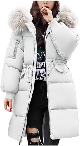 Wintermantel Damen Lang Dick Winterjacke Winter Warm mit Pelzkragen Steppjacke Damen Mantel Elegant Outdoor Winddicht Steppmantel Puffer Jacke Bequeme Gefüttert Winterparka Übergangsmantel Frauen von Mfhmom