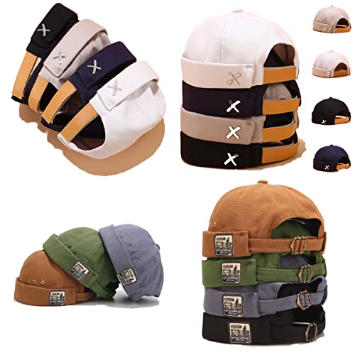 Docker Cap Herren Sommer Fischermütze Sonnenhut Work Beanie Rolled Cuff Harbour Hat Baseball Cap for Men and Women von Mguotp